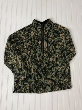 Green Camouflage Fleece Quarter-Zip Pullover